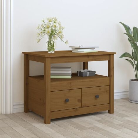 Table Basse de Salon Élégante,Table Canapé Marron miel 71x49x55 cm Bois massif de pin -FR20271 (1/5)