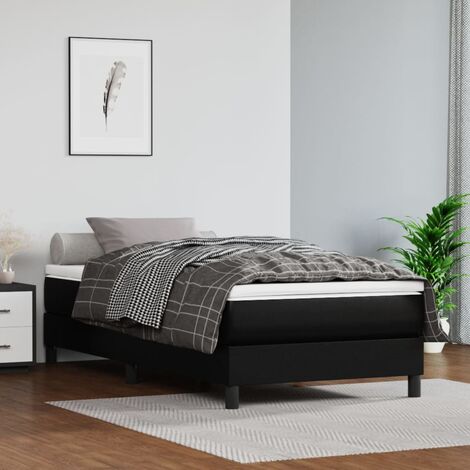 Lit Adulte Fonctionnel - Lit à sommier tapissier avec matelas pour Couchage Noir 100x200 cm Similicuir BV85775 (1/5)