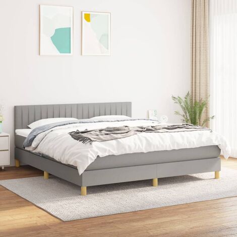 Lit adulte,Lit avec Sommier et Matelas confortable pour Chambre,Ensemble Lit à sommier tapissier Gris clair 180x200cm Tissu -BVN31204 (1/5)