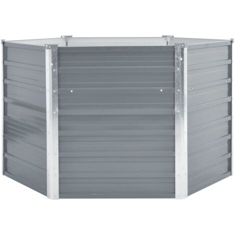 INLIFE Lit surélevé de jardin Acier galvanisé 129x129x77 cm Gris (1/5)