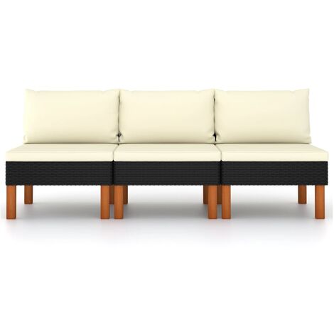 Canapé de jardin design industriel - Canapés centraux 3 pcs Résine tressée et bois d'eucalyptus -BV27359 (1/5)