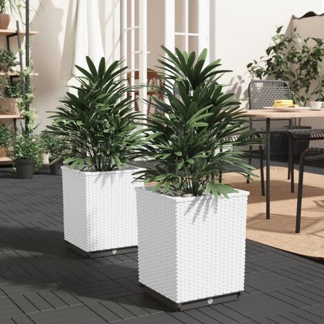 Lot de 2 Jardinières,Bac à fleurs blanc 30x30x37 cm polypropylène -62806 (1/5)