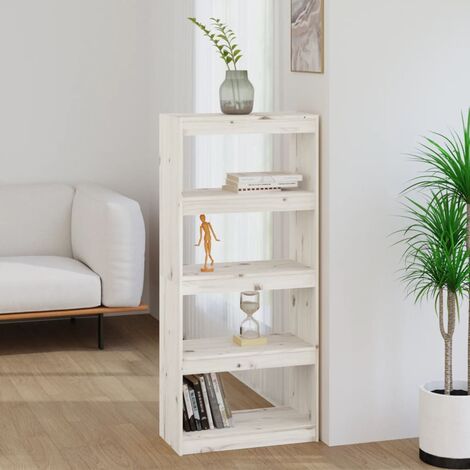 Bibliothèque, Étagère de Rangement, Séparateur de pièce, Meuble pour Dossier Blanc 60x30x135,5cm Pin solide AXZ28887 (1/5)