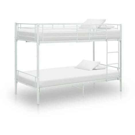 Lit superposé, Lit à étage,chambre à coucher Blanc Métal 90x200 cm XZZZ815392 MaisonChic (1/5)
