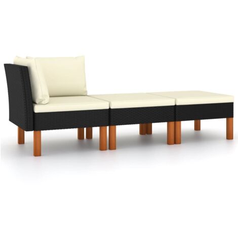3 pcs Salon de jardin, Ensemble table et chaises de jardin, Meuble de jardin Résine tressée et bois d'eucalyptus massif MKW780982 (1/5)