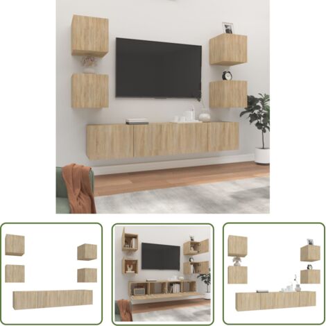 Ensemble de meubles TV 6 pcs pour Salon - Armoire TV Chêne sonoma Bois d'ingénierie BV868292 - BonneVie (1/5)