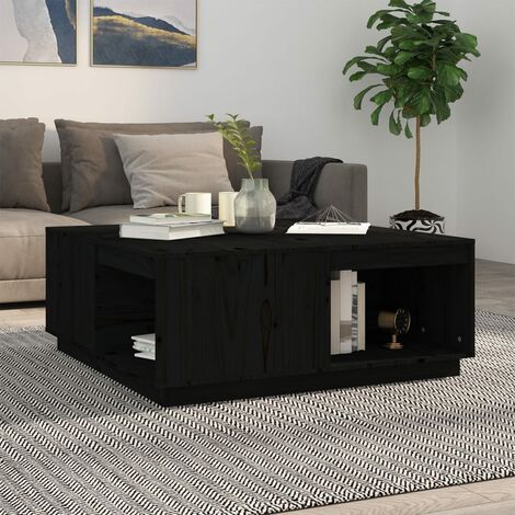 Table Basse de Salon Élégante,Table Canapé Noir 100x101x40,5 cm Bois massif de pin -FR38903 (1/5)