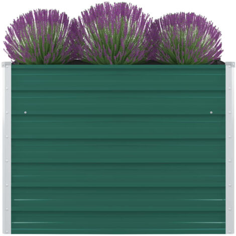 Jardinière Bac A Fleur 100 x 100 x 77 cm Acier galvanisé Vert 93415 (1/5)