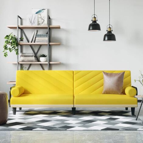 Canapé convertible,Canapé-lit,Clic Clac avec accoudoirs jaune clair tissu -Q8265 (1/5)