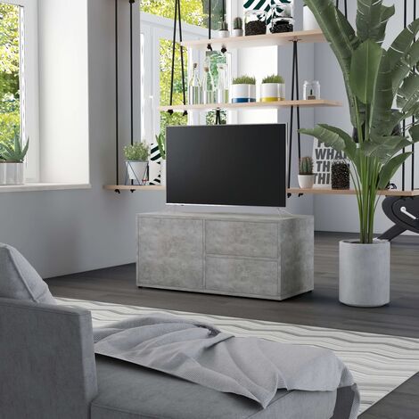 Meuble TV, Banc TV, Support pour Téléviseur, Meuble de Salon Gris béton 80x34x36 cm Aggloméré YHJ28974 (1/5)