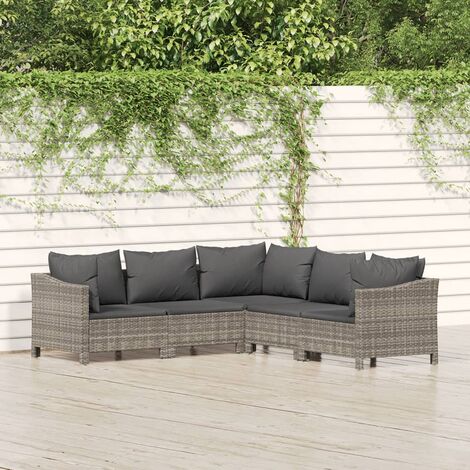 Salon de jardin 5 pcs,Mobilier de terrasse,Table et Chaise pour Relax avec coussins Gris Résine tressée -YZ908475 (1/5)