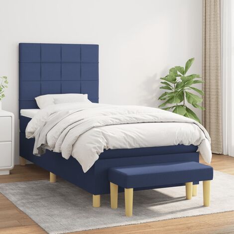 Lit Adulte Sommier et Matelas,Lit à sommier tapissier avec matelas Bleu 100x200 cm Tissu -BVN35048 (1/5)