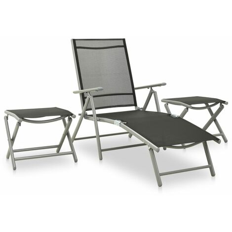 3 pcs Salon de jardin, Ensemble table et chaises de jardin, Meuble de jardin Textilène et aluminium Argenté MKW842844 (1/5)