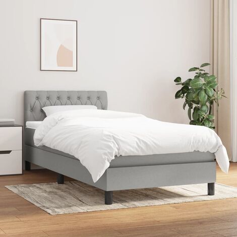 Lit Adulte Fonctionnel - Lit à sommier tapissier avec matelas pour Couchage Gris clair 100x200cm Tissu BV62540 (1/5)