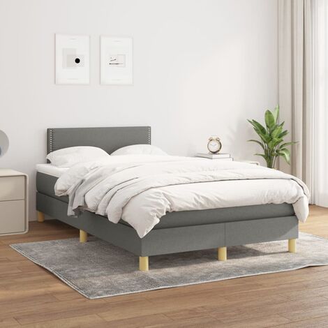 Lit Adulte Fonctionnel - Lit à sommier tapissier avec matelas pour Couchage Gris foncé 120x200cm Tissu BV25406 (1/5)