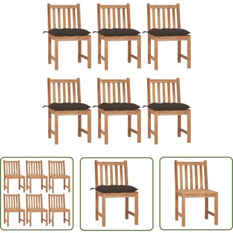 The Living Store Chaises de jardin lot de 6 avec coussins Bois de teck massif - Chaise De Jardin - Mobilier De Jardin - Chaise En Bois - Fauteuil De Jardin - Terrasse (1/5)
