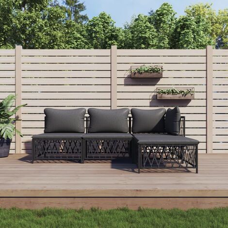 4 pcs Salon de jardin, Ensemble table et chaises de jardin, Meuble de jardin anthracite acier MKW789248 (1/5)