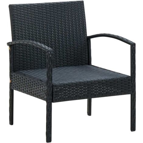 Chaise de jardin Siège de Terrasse Fauteuil de jardin avec coussin Résine tressée Noir DHNET4025630 (1/5)