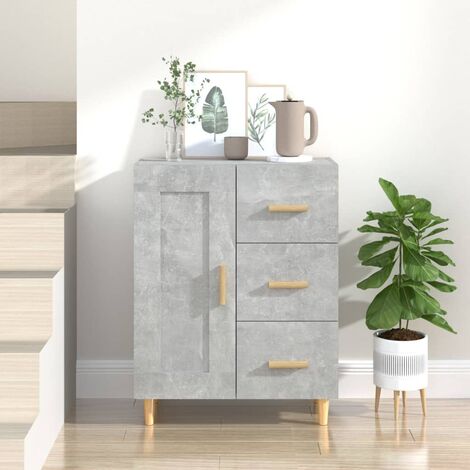 Buffet,Placard de cuisine,Meuble de rangement Gris béton 69,5x34x90 cm Bois d'ingénierie -TZ78149 (1/5)