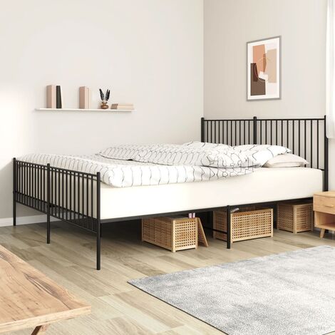 Lit Adulte avec tête de lit magnifique - Cadre de lit métal pour Chambre,Matériau durable/pied de lit noir 183x213 cm -96951 (1/5)