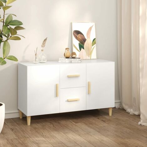 Buffet,Bahut, Meuble de Rangement pour Salon, Salle à Manger Blanc 100x36x60 cm Bois d'ingénierie FBV43211 (1/5)