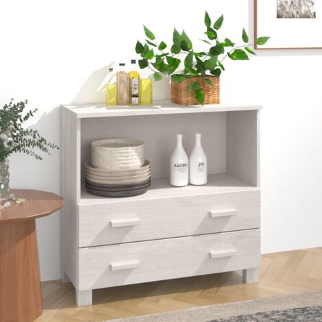 Buffet,Placard de cuisine,Meuble de rangement HAMAR Blanc 85x35x80 cm Bois massif de pin -TZ56127 (1/5)