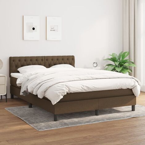 Lit Adulte Fonctionnel - Lit à sommier tapissier avec matelas pour Couchage Marron foncé 140x190 cm BV48566 (1/5)