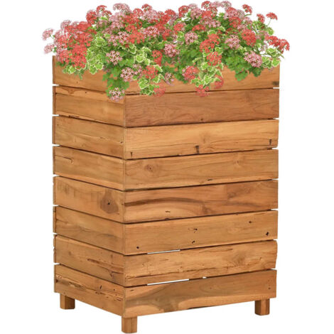 INLIFE Lit surélevé 50x40x72 cm Bois de teck recyclé et acier (1/5)