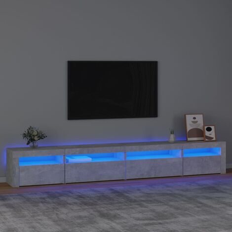 Meuble TV avec lumières LED, Banc TV, Support de Télévision, Meuble TV de salon Gris béton 270x35x40 cm YHJ70955 (1/5)