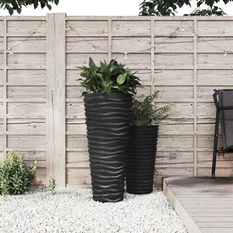 Bac à fleurs,Jardinière et intérieur amovible anthracite aspect rainuré -74652 (1/5)
