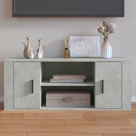 Meuble TV, Banc TV, Support pour Téléviseur, Meuble de Salon Gris béton 100x35x40 cm Bois d'ingénierie YHJ45368 (1/5)