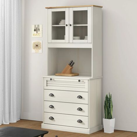 Buffet haut,Buffet d'appoint,Commode de salon/séjour VIGO blanc 80x40x176 cm bois massif de pin -TZ93150 (1/5)