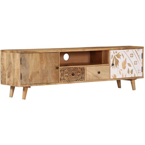 Meuble TV - Armoire Télévision Moderne Banc TV de Salon 140x30x40 cm Bois de manguier massif -FR28098 (1/5)