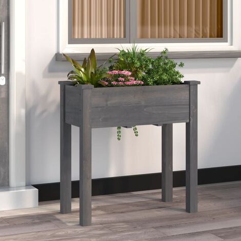 Bac à fleurs,Jardinière avec doublure gris 71x37x76 cm bois massif de sapin -67297 (1/5)