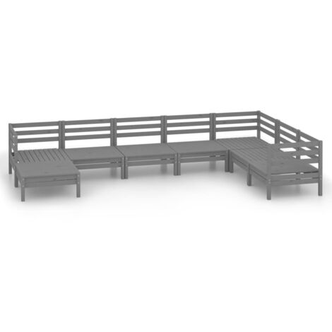 Salon de jardin 8 pcs - Canapé de jardin - Ensembles de Meubles d'exterieur - Bois de pin massif Gris Chic-264077 (1/5)