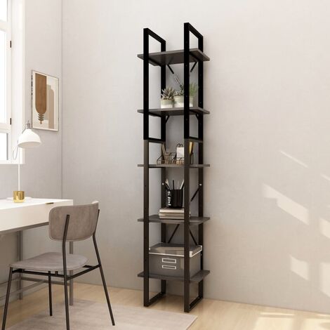 Bibliothèque,Étagère à 5 niveaux de Rangement Ouvert,Étagère livres Gris 40x30x175 cm Bois de pin - DH12177 (1/5)