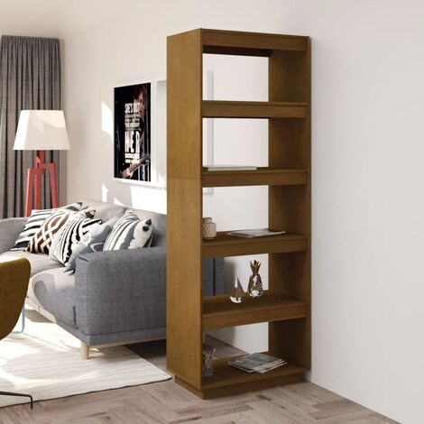 Bibliothèque, Étagère de Rangement, Séparateur de pièce, Meuble pour Dossier Marron miel 60x35x167 cm Pin AXZ81718 (1/5)
