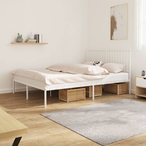 Lit Adulte avec tête de lit magnifique - Cadre de lit métal pour Chambre,Matériau durable blanc 140x200 cm -92751 (1/5)