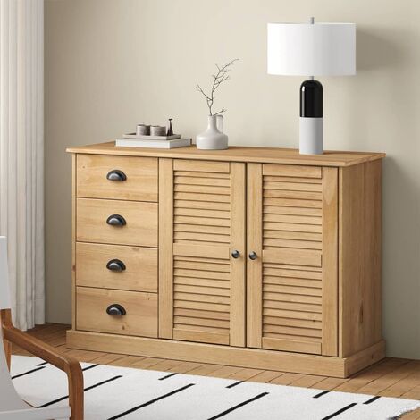 Buffet,Bahut, Meuble de Rangement pour Salon, Bureau avec tiroirs VIGO 113x40x75 cm bois massif de pin FBV32961 (1/5)