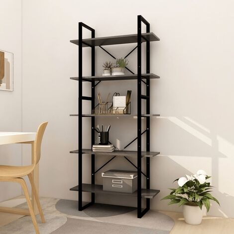 Bibliothèque,Étagère à 5 niveaux de Rangement Ouvert,Étagère livres Gris 80x30x175 cm Bois de pin - DH52679 (1/5)