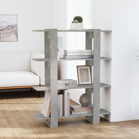 Bibliothèque, Étagère de Rangement, Séparateur de pièce, Meuble pour Dossier Gris béton 100x30x123,5 cm AXZ71267 (1/5)
