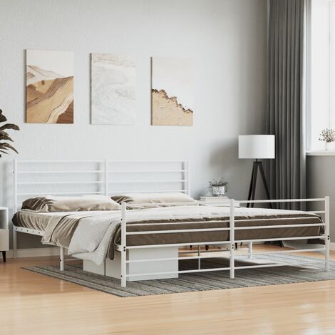 Lit Adulte avec tête de lit magnifique - Cadre de lit métal pour Chambre,Matériau durable/pied de lit blanc 200x200cm -98283 (1/5)