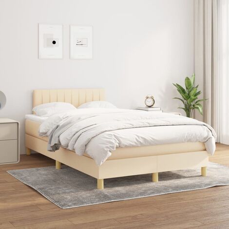 Lit Adulte Confortable - Lit à sommier tapissier avec matelas pour Chambre Crème 120x200 cm Tissu BV99929 (1/5)