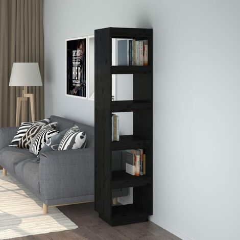 Bibliothèque,Cloison/Étagère de Rangement Ouvert,Étagère livres de pièce Noir 40x35x167 cm Pin solide - DH91171 (1/5)