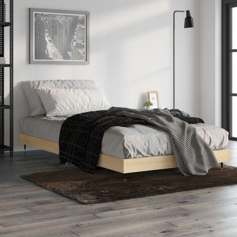 Lit adulte Moderne - Cadre de lit pour Adultes, Enfants pour Couchage - Lit adulte chêne sonoma 100x200 cm bois d'ingénierie -82533 (1/5)