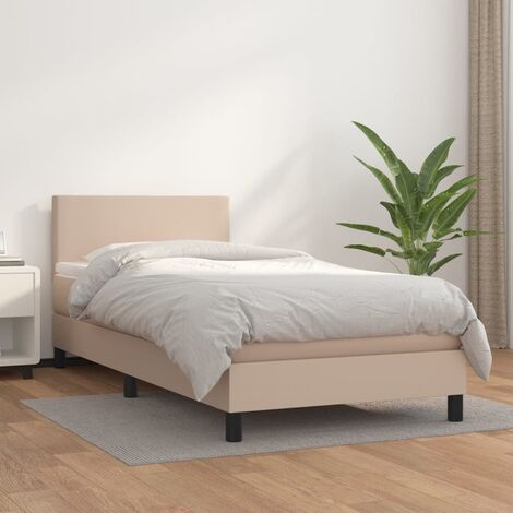 Lit Adulte Confortable - Lit à sommier tapissier avec matelas pour Chambre Cappuccino 90x200 cm BV86906 (1/5)