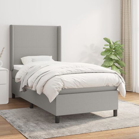 Lit adulte,Lit avec Sommier et Matelas confortable pour Chambre,Ensemble Lit à sommier tapissier Gris clair 100x200cm Tissu -BVN22865 (1/5)