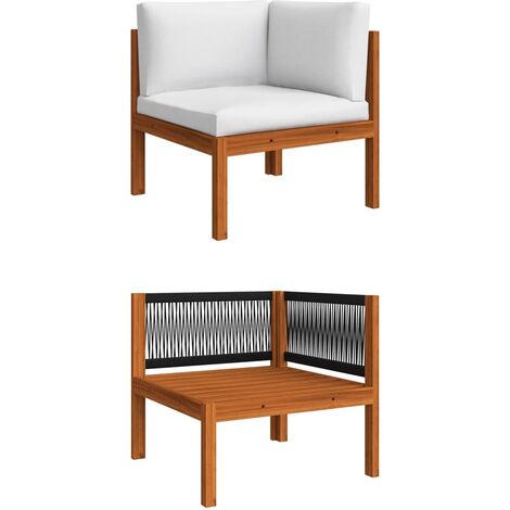 Canapé d'angle de jardin Fauteuil relax Canapé d'extérieur avec coussins Bois d'acacia massif MJU4558 (1/5)