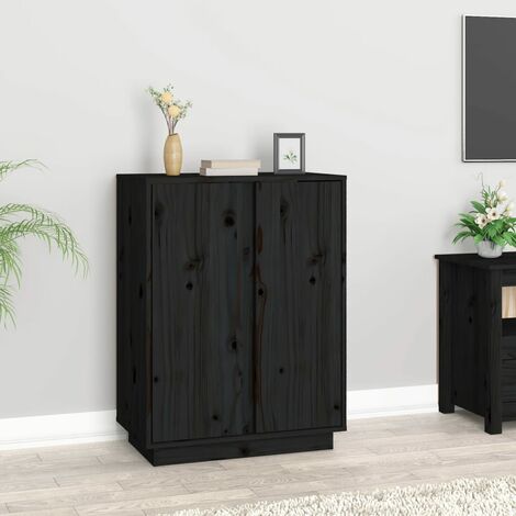 Buffet,Buffet Commode de salon/séjour Noir 60x35x80 cm Bois massif de pin -TZ78278 (1/5)