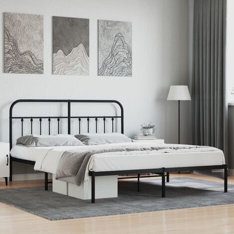 Lit adulte avec tête de lit pour Couchage,Cadre de lit métal noir 183x213 cm -BV20719 (1/5)